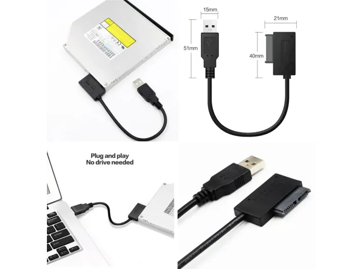 USB-ადაპტერი  კომპიუტერისთვის  6P, 7P, CD, DVD, Rom, SATA USB 2,0-ზე